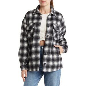 THREAD & Supply BNWOT women black white plaid shirt jacket sz Small button up